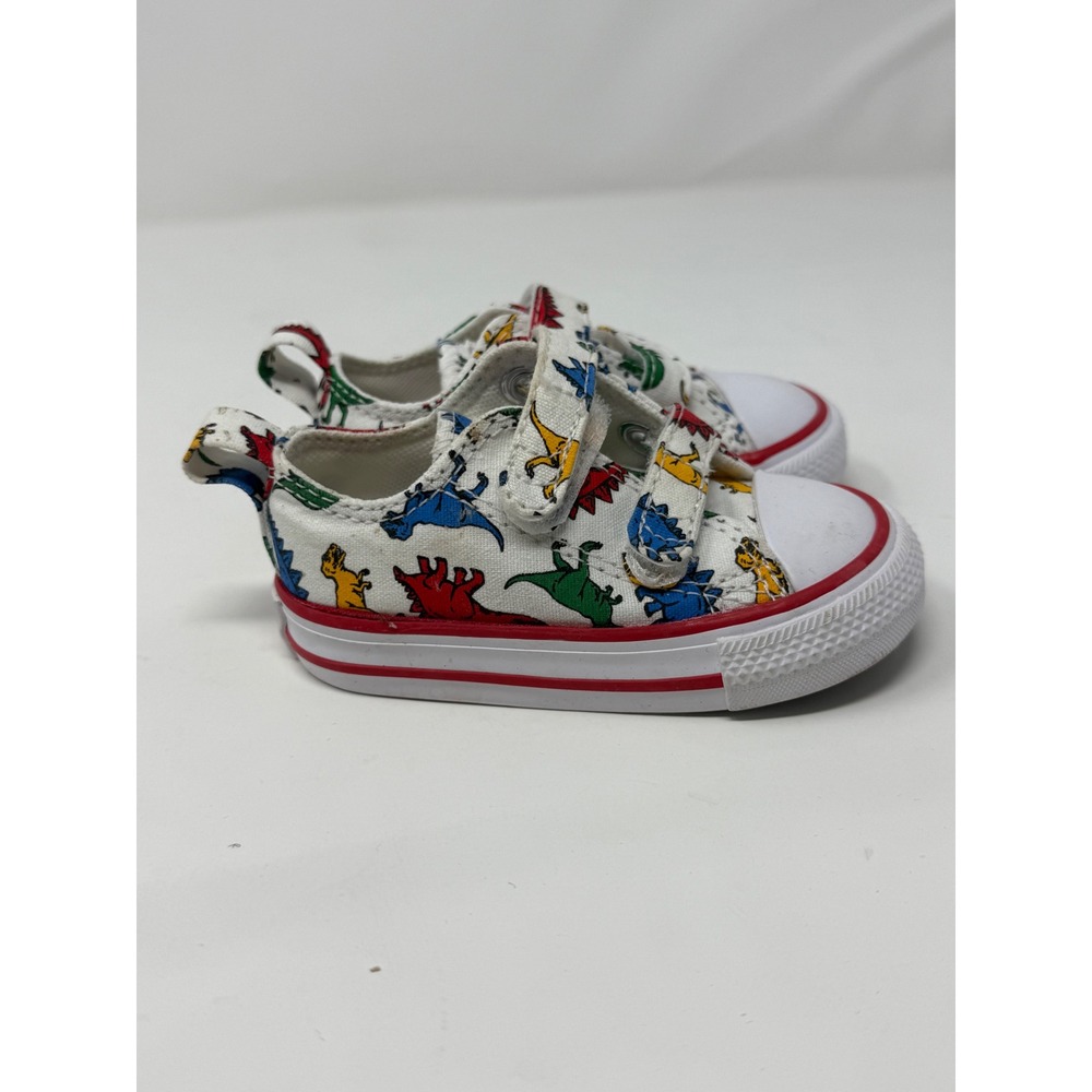 Converse Chuck Taylor All Star 2V Dinosaur Print Infant Size 4 White 766711F - Picture 2 of 5